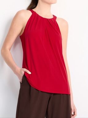 NWT Red Sleeveless Pleated Halter Top
